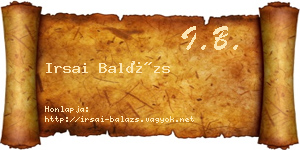 Irsai Balázs névjegykártya